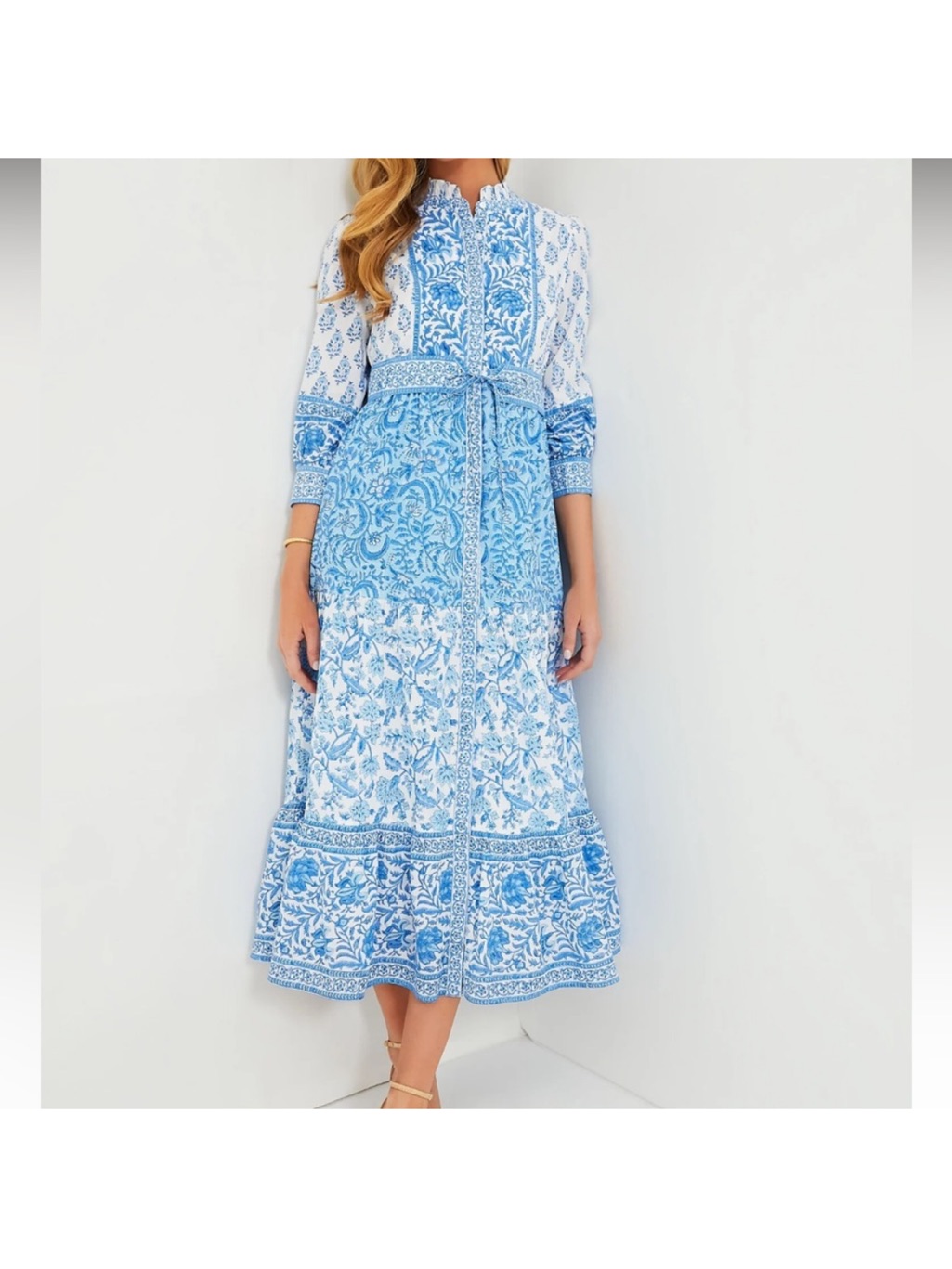 Tuckernuck Pink City Prints Gemma Dress Ocean Mix Blue White Sz S New